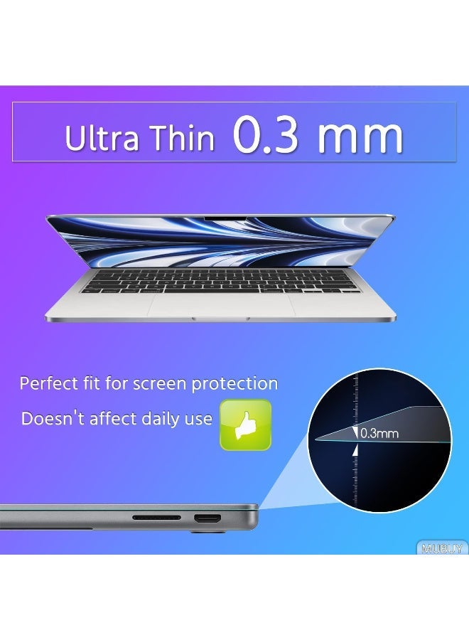 empered Glass Screen Protector for 2025-2022 MacBook Air M4 M3 M2 13.6" ( A3113 ), MacBook Air 13 M4 M3 M2 Chip Screen Protector [9H Hardness Tempered Glass] [No bubbles] - Image 2